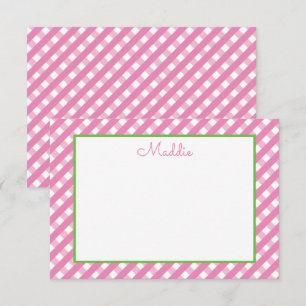 Cute Gingham Personalized Note Cards