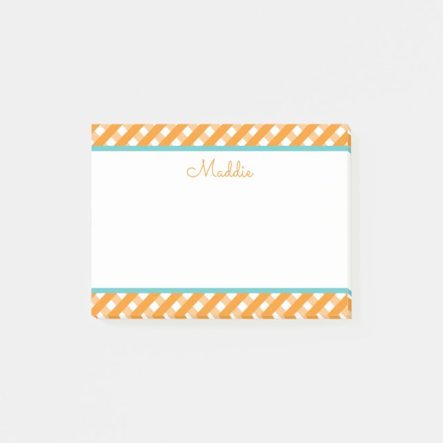 Cute Gingham Personalized Notepad (Front)
