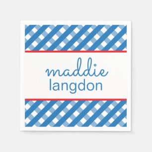 Cute Gingham Personalized Party Napkins