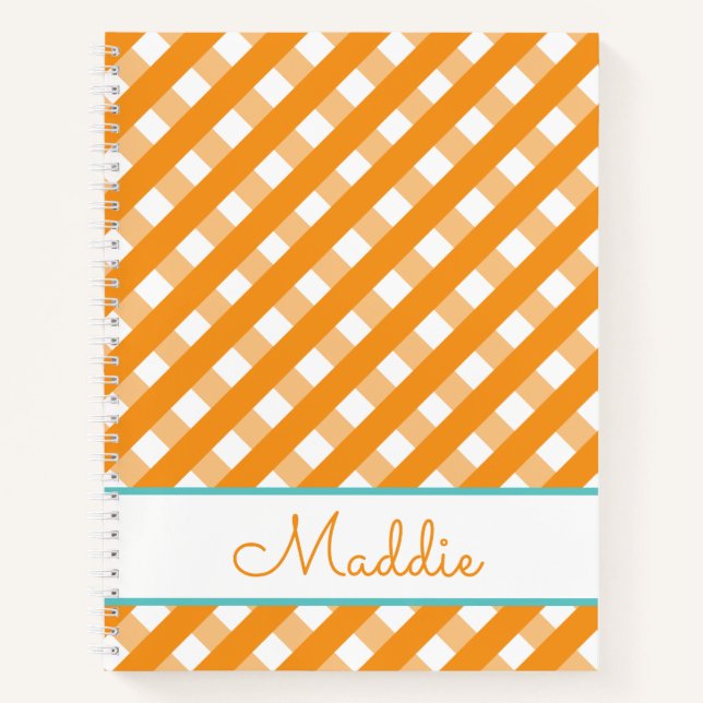 Cute Gingham Personalized Spiral Notebook (Front)
