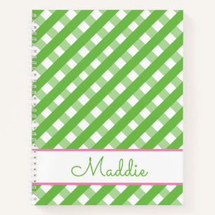 Cute Gingham Personalized Spiral Notebook
