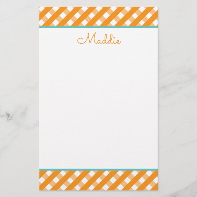 Cute Gingham Personalized Stationery (Front)