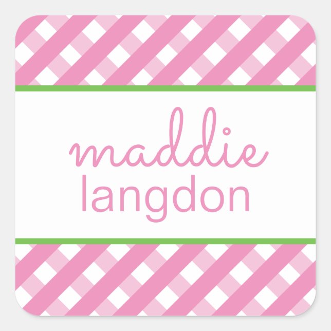 Cute Gingham Personalized Stickers (Front)