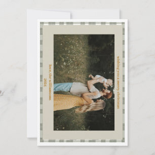 Cute Gingham Plaid Custom Photo Christmas card
