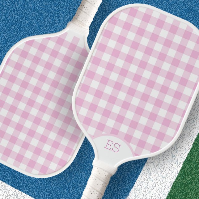 Cute gingham preppy pink pickleball paddle (Creator Uploaded)