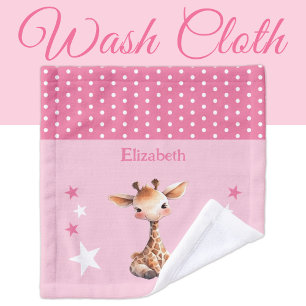 Cute girafe ajouter nom pois étoiles rose