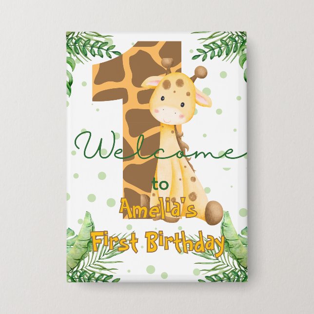 Cute Giraffe 1st Birthday Welcome (Front)