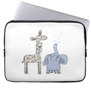 Cute Giraffe and Elephant Laptop Sleeve