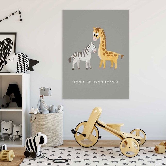 Cute Giraffe and Zebra Wild Animal Poster (Creator Uploaded)