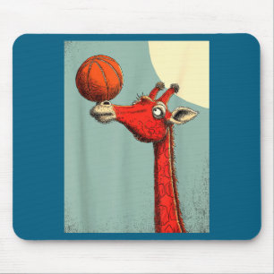 Cute Giraffe Animal Funny Basketball Design Mouse Pad