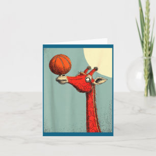Cute Giraffe Animal Funny Basketball Illustration Card