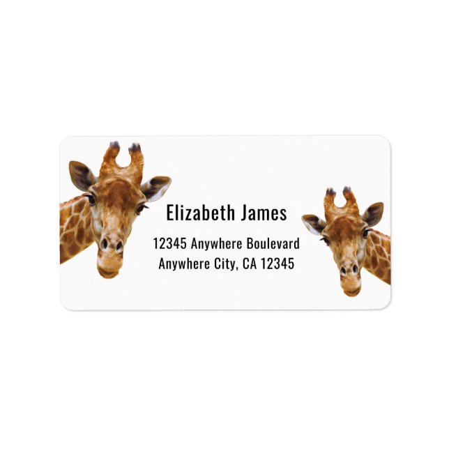 Cute Giraffe Animal Personalized Name Label (Front)