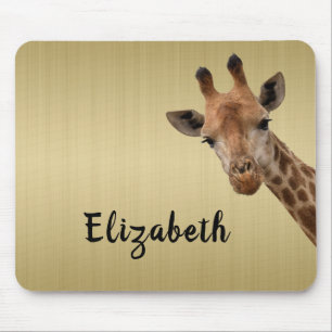 Cute Giraffe Animal Personalized Name Mouse Pad