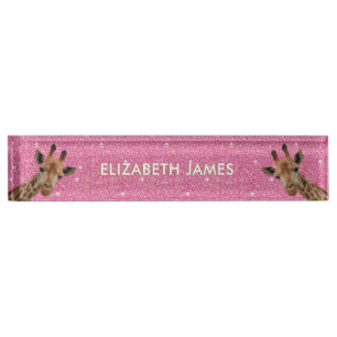 Cute Giraffe Animal Personalized Name Nameplate
