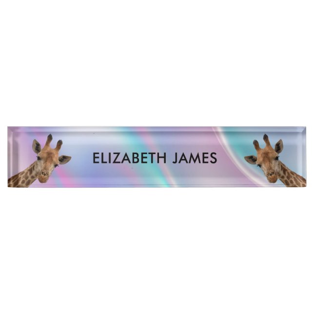 Cute Giraffe Animal Personalized Name Nameplate (Front)