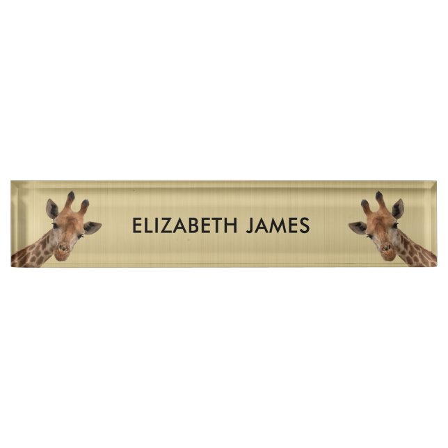 Cute Giraffe Animal Personalized Name Nameplate (Front)