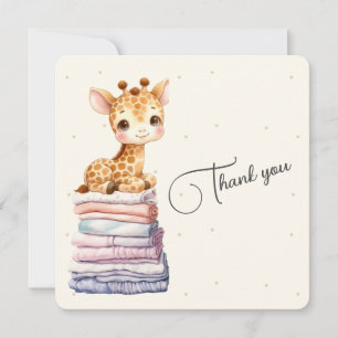 Cute Giraffe Baby Flat Thank You Card