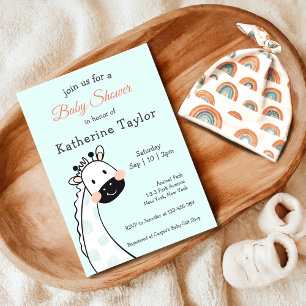 Cute Giraffe Baby shower bleu Invitation
