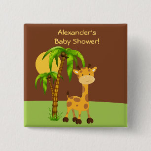 Cute Giraffe  Baby Shower Button