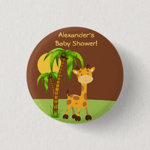 Cute Giraffe Baby Shower Button