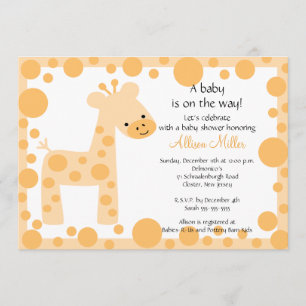Cute Giraffe Baby Shower Invitation