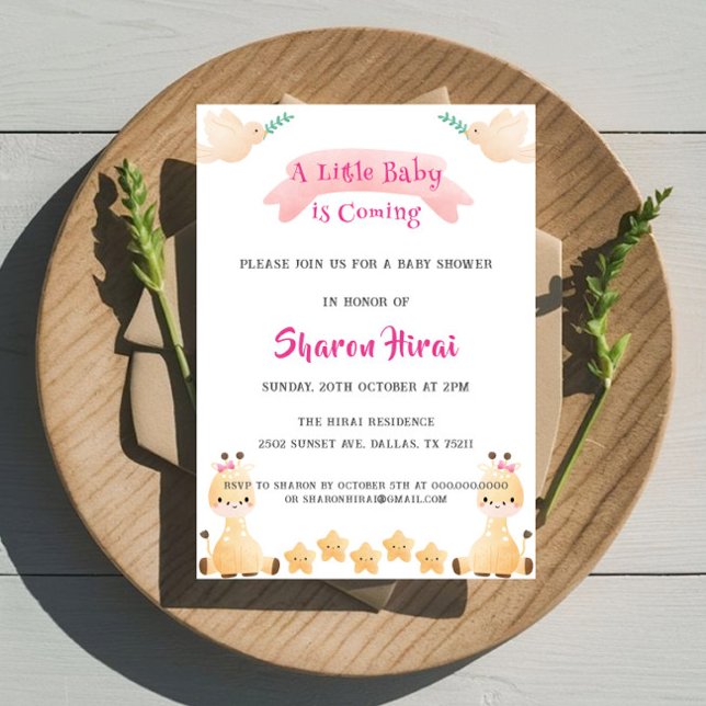 Cute Giraffe Baby Shower Invitation (Creator Uploaded)