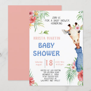 Cute Giraffe Baby Shower Invitation