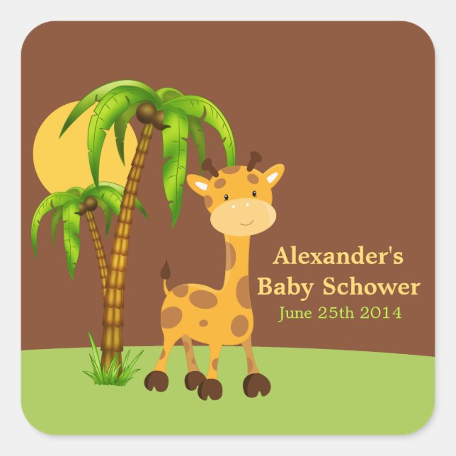 Cute Giraffe Baby Shower Sticker (Front)
