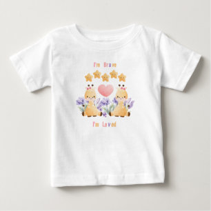 Cute Giraffe Baby T-Shirt I'm Brave - I'm Loved