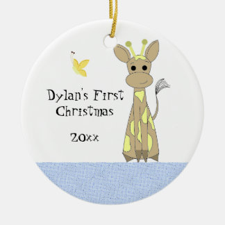 Cute Giraffe Baby's First Christmas Ceramic Ornament