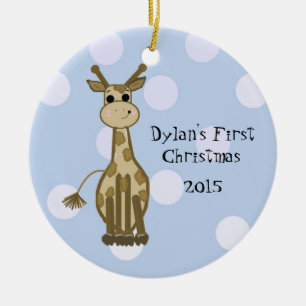 Cute Giraffe Baby's First Christmas Ceramic Ornament