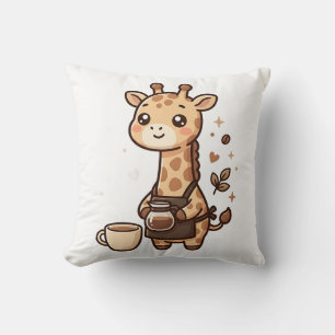 Cute Giraffe Barista Apron Throw Pillow