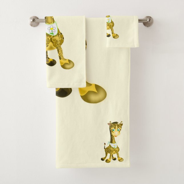 Cute Giraffe Bath Towel Set (Insitu)