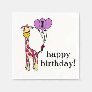 Cute Giraffe - Birthday Napkins - Customization
