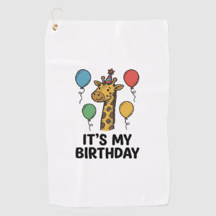 Cute Giraffe Birthday Shirt Vintage Party Design_1 Golf Towel