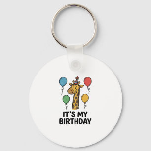 Cute Giraffe Birthday Shirt Vintage Party Design_1 Keychain