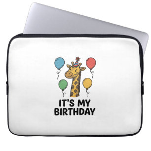 Cute Giraffe Birthday Shirt Vintage Party Design_1 Laptop Sleeve