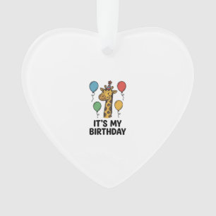Cute Giraffe Birthday Shirt Vintage Party Design_1 Ornament