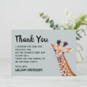 Cute Giraffe Birthday Thank You Card (Standing Front)
