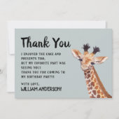 Cute Giraffe Birthday Thank You Card (Front)