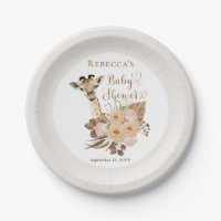 Cute Giraffe Boho Dried Grasses Baby Shower