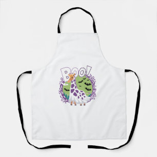 Cute Giraffe Boo Ghost Halloween Costume Zoo Lover Apron