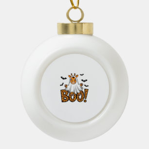 Cute Giraffe Boo Halloween Fun Costume Zoo Lover   Ceramic Ball Christmas Ornament