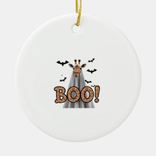 Cute Giraffe Boo Halloween Fun Costume Zoo Lover Ceramic Ornament