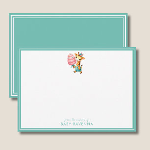 Cute Giraffe Boy with Cotton Candy  Baby Shower Card