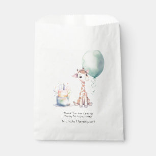 Cute Giraffe Cake Balloon 1st. Birthday Thank You Favour Bag
