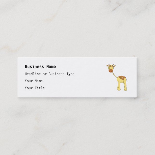 Cute Giraffe. Cartoon. Mini Business Card (Front)