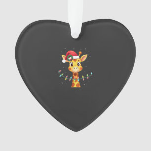 Cute Giraffe Christmas Lights Santa Hat Xmas Pajam Ornament