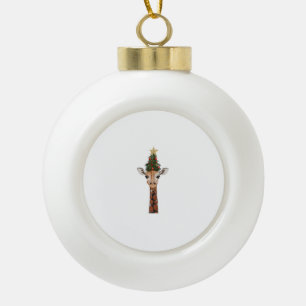 Cute Giraffe Christmas Tree Giraffe Lovers _1 Ceramic Ball Christmas Ornament