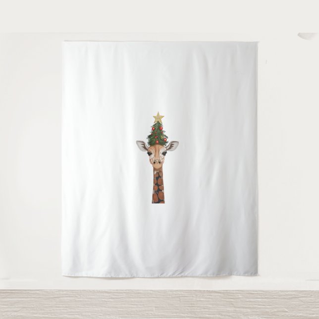 Cute Giraffe Christmas Tree Giraffe Lovers  _1 Tapestry (Front)
